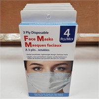 3 ply Disposable Face Mask, 4pk x6