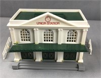 HO scale, union station building, awning cracked,