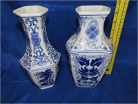 2 Blue & White Vases