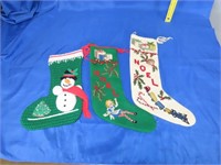 3 Christmas Stockings (2 are Needle Point)