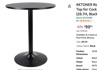 KKTONER Round Bar Table 23.6-Inch Top