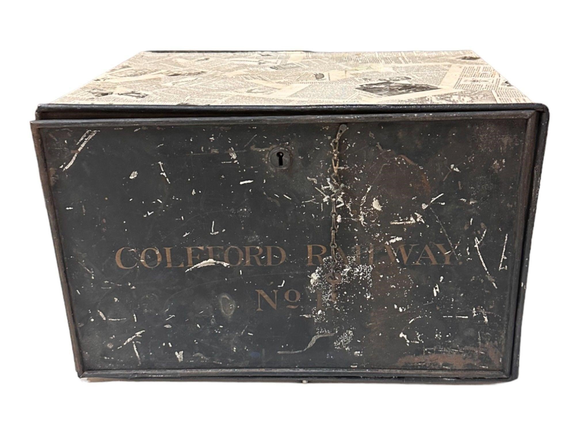 English Colford Railway Deed Metal Box, Decoupaged
