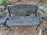 Wrought Iron Basket Weave Bench