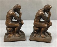 Cast iron pair of bookends - the thinker