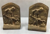 Foundry worker pair of cast iron bookends