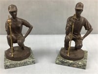 Cast iron golfer pair of bookends