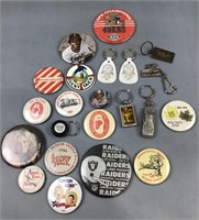 Keychains and pin back buttons
