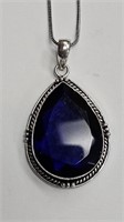 Blue Sapphire German Silver Necklace