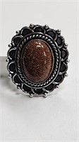 Red Sun Stone German Silver Size 6