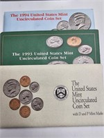1992 & 1993 & 1994 P & D Mint Sets