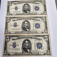 3- $5 Silver Certificates