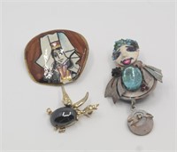 3 ARTISTIC BROOCHES