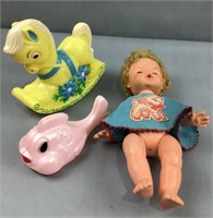 1965 Uneeda Doll Co rubber doll & 2 other 69s