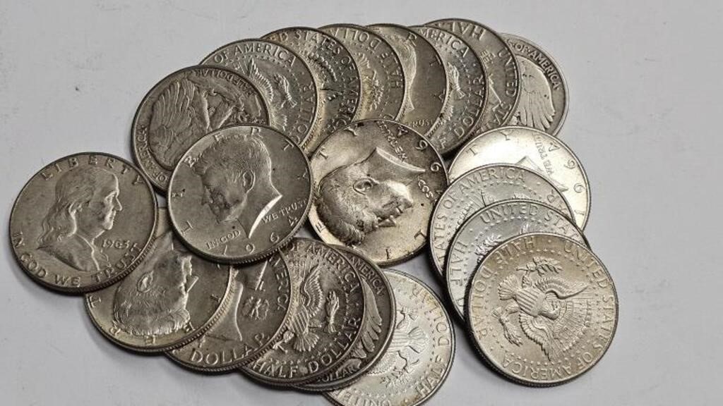20- 90% Silver Half Dollars