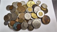 Pile of Foreign Coins & Tokens
