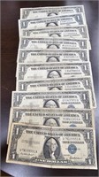 10 Assorted Silver Certificates