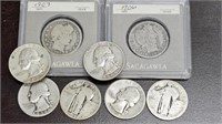 8 Assorted Silver Quarters