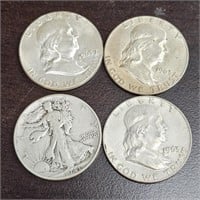 4- Silver Half Dollars