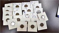 22 Assorted Carded Indian Head Cents