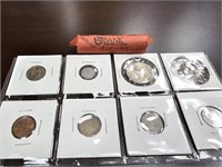 Roll of Older Canada Cents & Foreign Coins