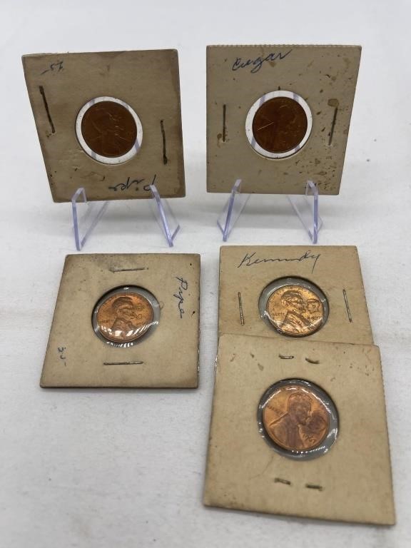 5 Lincoln Pennies 2 Kennedy 2 Pipe 1 Cigar Stamps