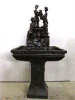 LARGE BLACK FOUNTAIN W/ STATUE OF WOMEN WITH POTS