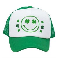 St. Patrick's Day Green & White Smiley Trucker Hat