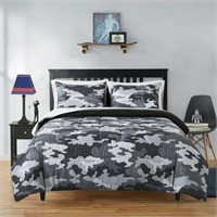 Your Zone Camouflage Full Bedding Set  Grey  7Pc
