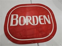 Borden Red Oval Single Sided Embossed Tin 25"x30"