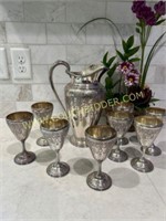 set of wilcox silver plated goblets & pitcher