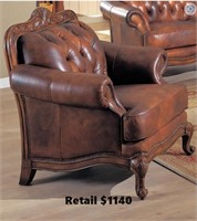 Coaster warm brown leather accent chair