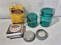 Vintage Ball Jars & Zinc Lids with Glass Inserts