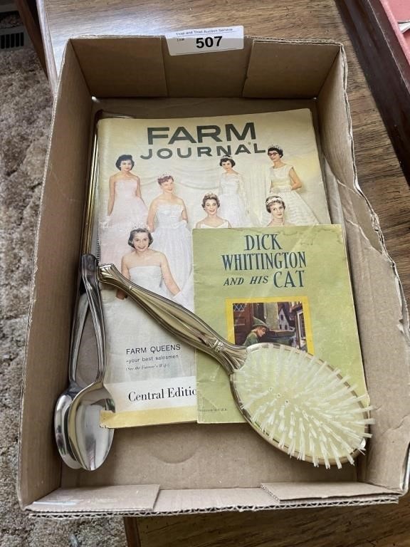 ANTIQUE JOURNAL, HAIR BRUSH AND MORE