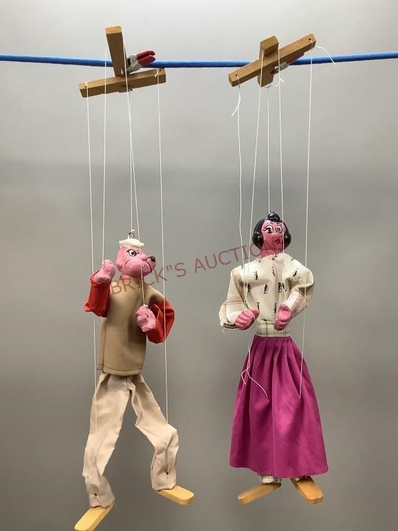 Marionette Popeye and Olive Oyl Dolls