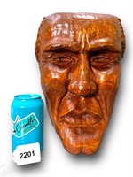 Distinguished Wood Carving of Man's Face