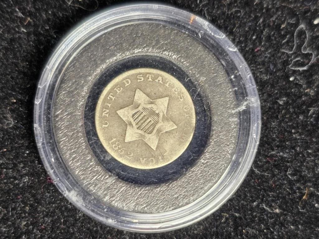 1852 Silver Three Cent Pc