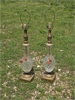 Pair of Vintage Crystal & Brass Table Lamps