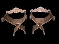 Pair of Folding Savronola Arm Chairs
