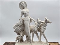 Santini ? Girl & Dogs Art Deco Sculpture