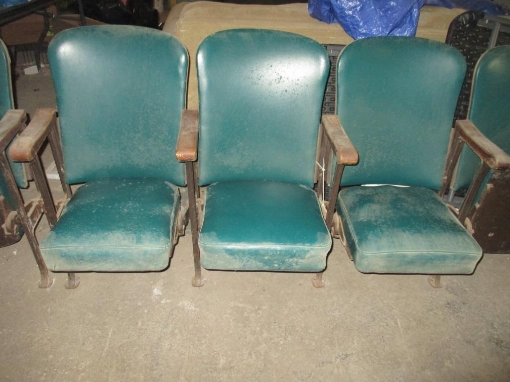 VIntage Cast Iron and Wood Theatre Seats