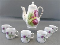 Chinese Rose Pattern Tea Cups and Pitcher
