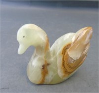 Onyx Hand Carved Marble Swan