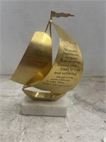 Brass Sailboat With Marble Base