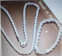 Silver Plated Rope Necklace and Bracelet