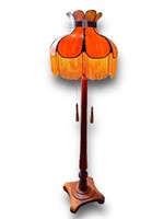 Stained Glass Floor Lamp ANTIQ Wood Carved Base