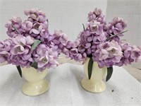 Vintage Bud Vases with Fake Flowers