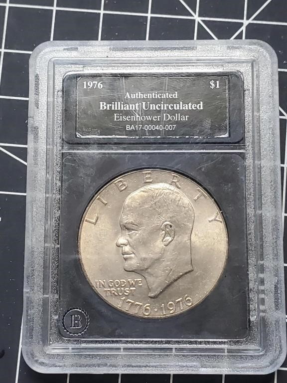 Encased BU Bicentennial 1976 Ike Dollar