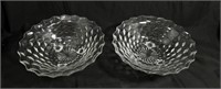 2 FOSTORIA GLASS FOOTED BOWLS "OPTIC CUBE"