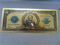 $5 Silver Dollar  Gold Foil Currency Replica