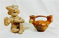 LOT OF 2 VINTAGE MEXICAN POTTERY SCULPTURES
